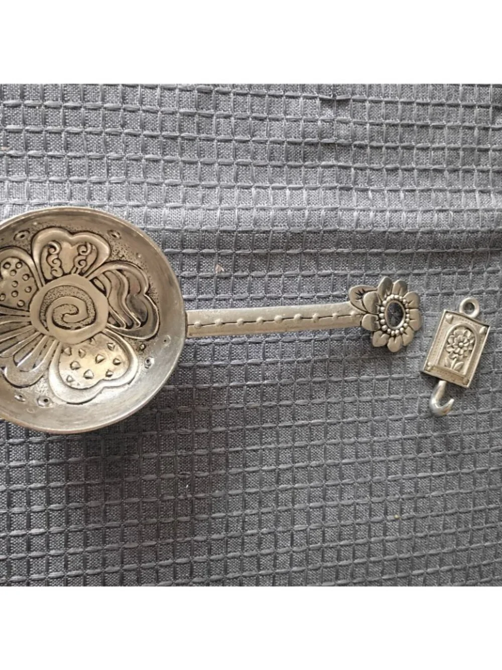 Spoon Silver Floral With Holder